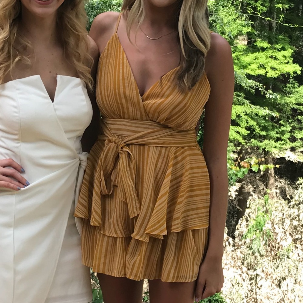 Yellow striped romper